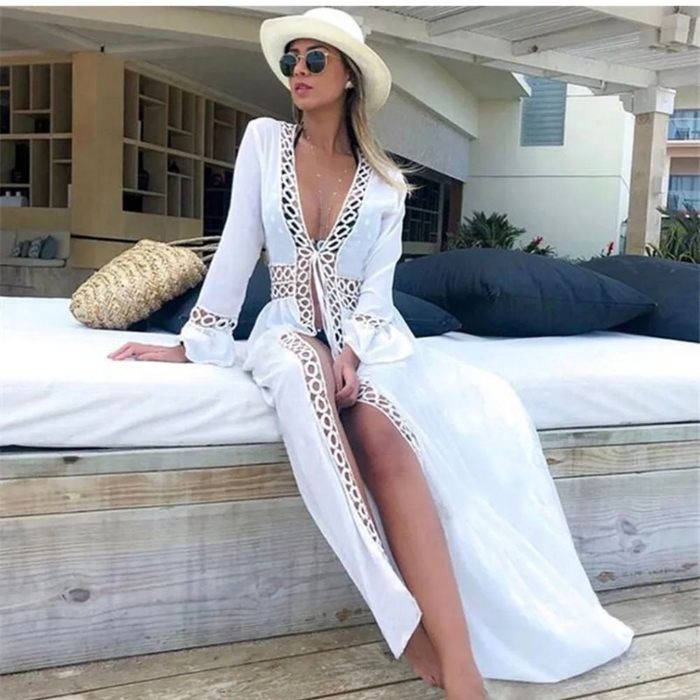 Women's Bathing Suit Cover Up Lace Boho Beach Maxi Summer Bikini Sundress Dress